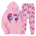 thumbnail image 2 of 67 Six Seven Letter Outfits Set For Kids Outfits Set Casual Kids Graphic Hoodie And Joggers Pullover Tracksuit With Pockets For Girls And Boys Outfit Pink 120(4-5 Years), 2 of 9