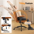 thumbnail image 2 of Ktaxon Office Chair, Flip-Top Armrest Desk Chair on Metal Star Base, Starry Chenille Vanity Chair with Adjustable Height & Swivel Wheels Orange, 2 of 8