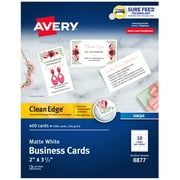 Avery Clean Edge(R) Business Cards, 2" x 3.5", White, 400 (08877)
