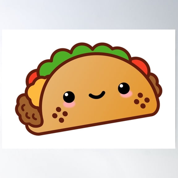 Happy Taco Poster Wall Art, UNFRAMED PAPER POSTER, Home Decor, Vintage Gift, Living Room Dercor