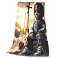 thumbnail image 7 of Lsque Chucky Pattern Fuzzy Fleece Throw Blanket Extra Large,Super Soft,Fluffy and Warm Blankets for Couch,Bed,All Season Use (50"x40"), 7 of 7