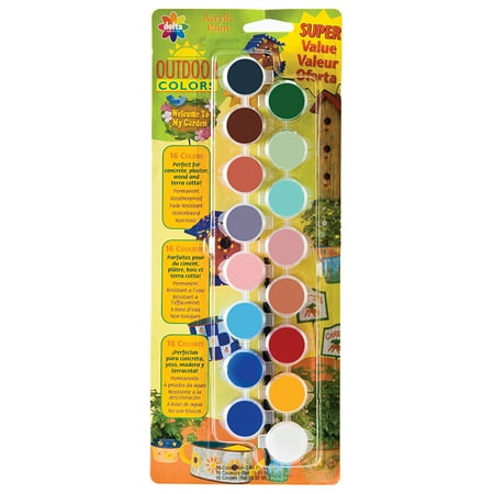 Delta Transparent Glass Paint - Delta Creative Paint Pots Set with Paint and Brush for Outdoors, 027050056 (16 Colors)