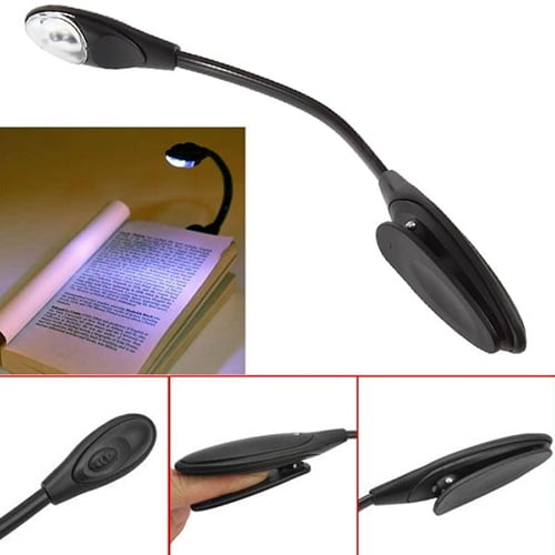 Travel Book Reading Light Lamp LED Clip Booklight Flexible Booklight+Batter 