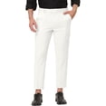 thumbnail image 1 of Pantalones recortados para hombre Pantalones de vestir hasta el tobillo de color sólido con parte delantera plana y ajuste delgado blanco 36, 1 of 6