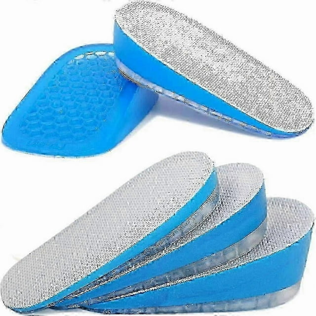 Pair of 2 Blue Self-Adhesive Height-Enhancing Insoles for Men and Women with Shock Absorption
