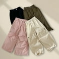 thumbnail image 6 of LOCHEX Up to 60% Off! Toddler & Girls Baggy Cargo Pants Casual Elastic Waist Cotton Joggers Cargo Pants for Girl Clothes with Pockets,Pink,Pink 13-14, 6 of 7