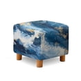 thumbnail image 2 of Jiueut Blue White Fluid Marble Print Cover for Footstool, Stretchable Footstool Protector Comfortable Rectangular Furniture Protection with Anti Slip Band for Footrest Sofa, 2 of 7