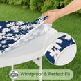 thumbnail image 5 of Dark Blue Daisy Flower Pattern Round Fitted Tablecloth with Elastic Edge,Dining Table Cover Waterproof,Outdoor Round Tablecloth for Camping,Dining,Indoor and Outdoor, 5 of 7