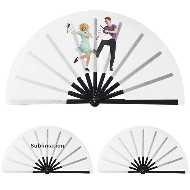 Ventilador de mano AidiyGeco Sublimation Blank de poliéster blanco x3