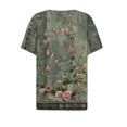 thumbnail image 4 of VgaVtl Clearence Under 5$ Clothing Woman V-neck Blue Short Sleeve T-Shirt Casual Loose Floral Tops, 4 of 5