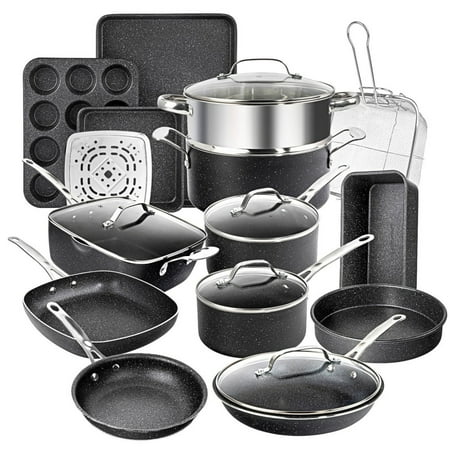 

Complete Cookware Set Includes Frying Pans Saucepans Stock Pots Steamers Cookie Sheets and Baking Pans
