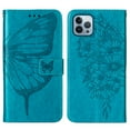 thumbnail image 2 of TECH CIRCLE for iPhone 14 Pro Wallet Case, Embossed Butterfly PU Leather Credit Card Holder Slots Full Body Protection Kickstand Flip Folio Shockproof TPU Phone Cover,Blue, 2 of 10