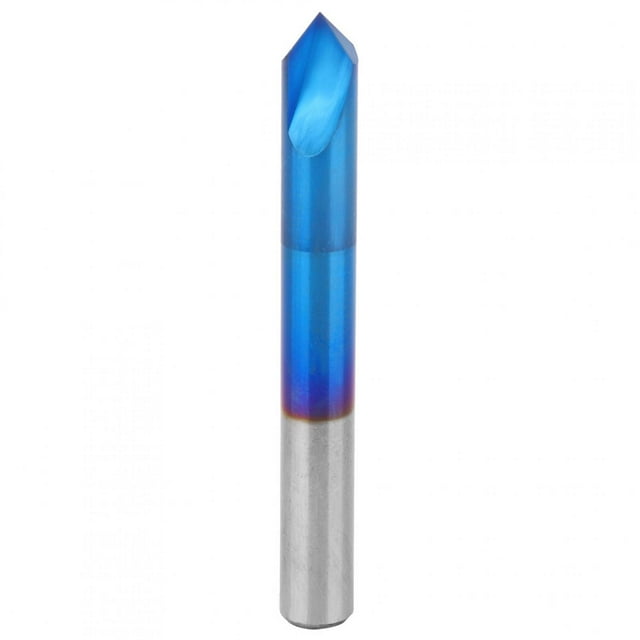 90 Degrees Chamfer End Mill 2 Flute Blue Coating Tungsten Steel Cemented Carbide Hand Tool6 x 50mm
