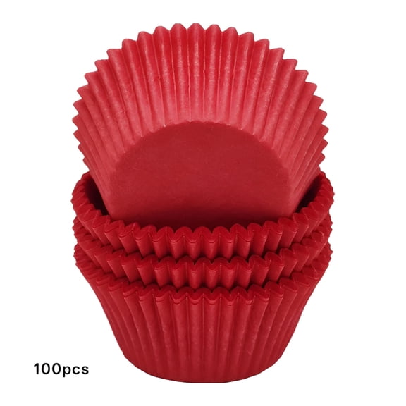 ACDANC Premium Red Greaseproof Cupcake Liners Muffin Paper Baking Cups Standard Size,100-Count