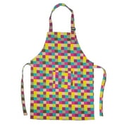 TOPTIE Kids Aprons with Pocket & Adjustable Strap, Child Chef Bib Apron for Kitchen Cooking Baking Painting-Grid-M