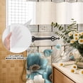 thumbnail image 3 of No Hook Shower Curtain, Teal Tulip Butterfly Shower Curtains for Bathroom with See Through Top Window, Beige Turquoise Floral Farmhouse Wooden Waterproof & Washable Bath Curtain 66"x72", 3 of 9