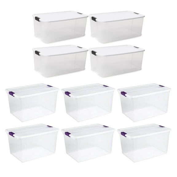 Sterilite 116 Quart Storage Totes, 4 Pack, & 66 Quart Storage Totes, 6 Pack