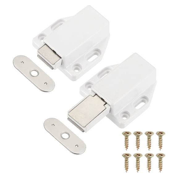 Uxvell 2 Pcs Magnetic Push Latch, Small Single Push to Open Door Touch Latch, White
