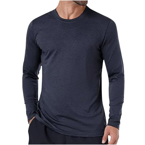 Dagugfen Mens Tops Long Sleeve Crew Neck Sun Protection Slim Comfy Outdoor Hiking Travel Fishing Shirts