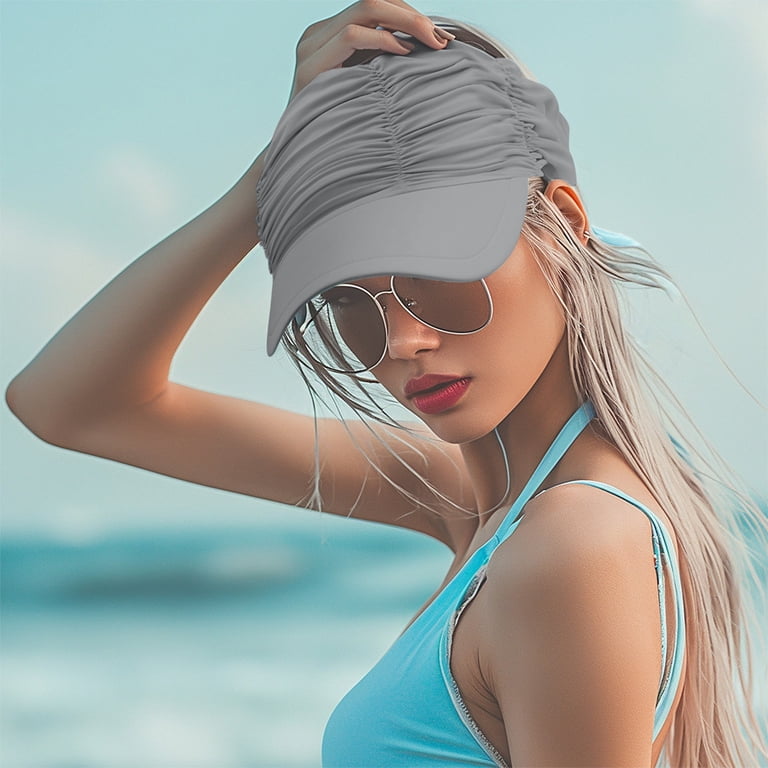 Lksixu Sun Visor Hat for Women, Adjustable Wide Brim Sun  display picture 2