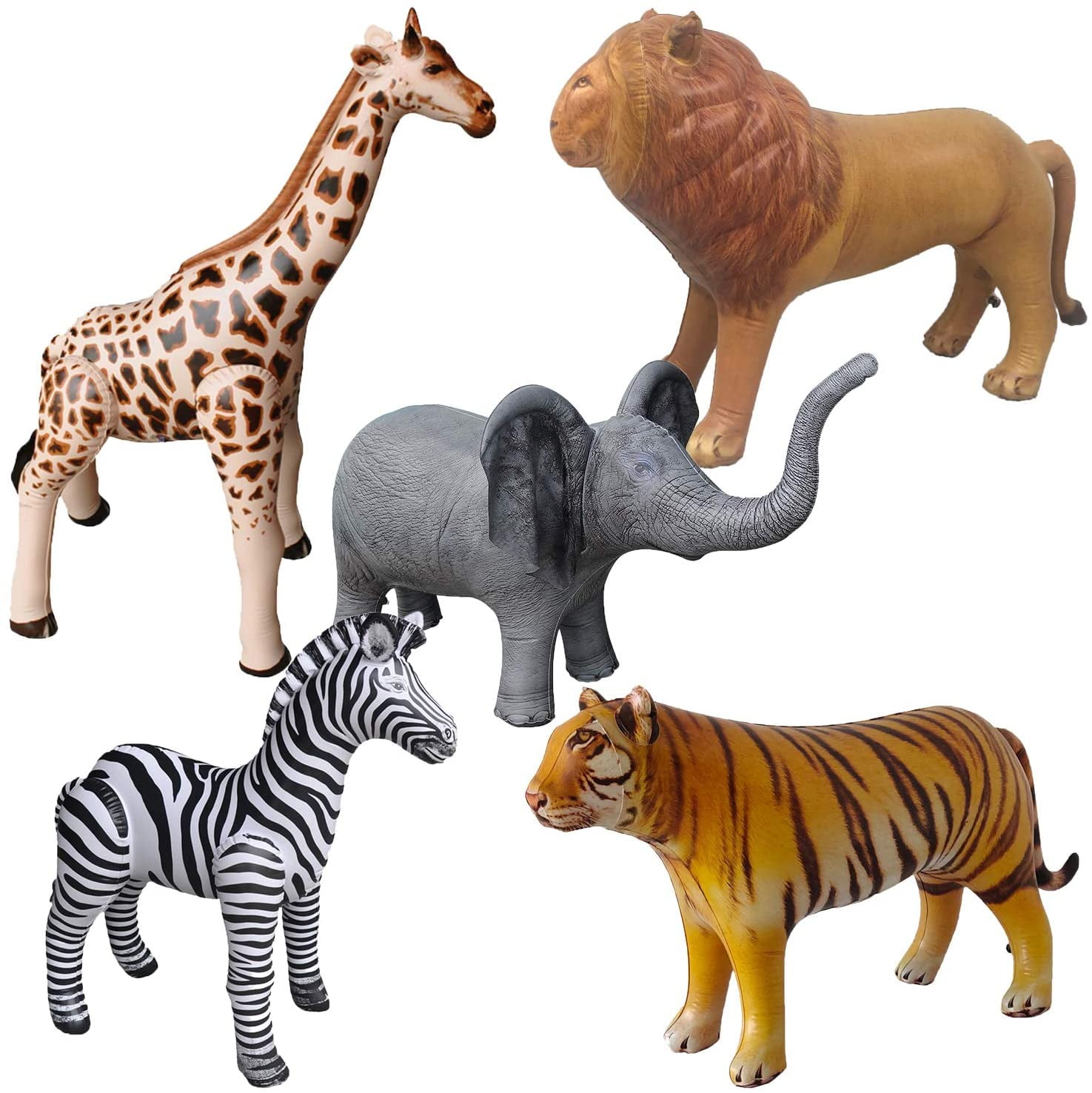kockuu 6 PCS Inflatable Jungle Animals Stick with Sound Safri Animals 