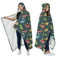 thumbnail image 2 of Wearable Blanket,DarkGreen Cartoon Dinosaurs Pattern Hooded Wearable Flannel Blanket for Adults & Teens,Winter Poncho Shawl Wrap Cape Cozy Anti-Pill,50"x60", 2 of 5