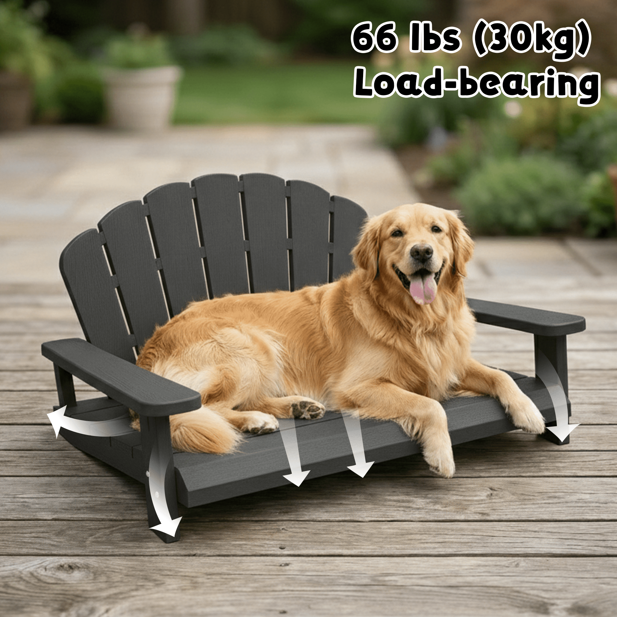 Nihsuao Resin Dog Bed, Waterproof Pet Bed for Medium to Large Dogs, Off-The-Ground & Chew Proof, Easy Assemble & Clean for Indoor Outdoor, Black