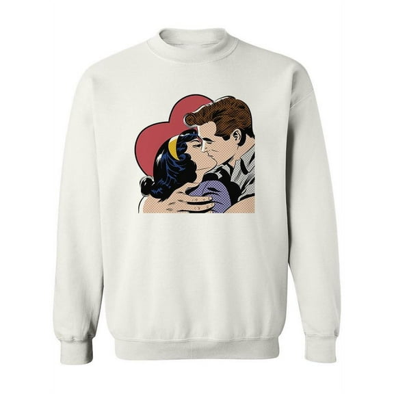 Pop Art Couple Kissing Sweatshirt Women -Image by Shutterstock, Female Large