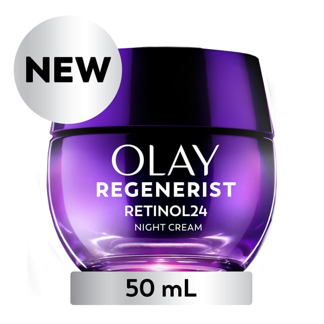 Olay Retinol 24 Face Cream, Anti-Aging Night Moisturizer, Fragrance-Free, Non Greasy - Anti-Wrinkle, Smooth Fine Lines, Tightening, Hydrating Skin Care - Peptides, Glycerin, 50 mL