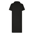 thumbnail image 6 of BLVB Casual Dresses for Women 2024 Solid Color V Neck Loose T Shirts Dress Short Sleeve Cotton Linen Knee Length Dress, 6 of 6