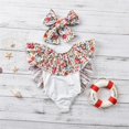 thumbnail image 4 of Traje de baño de una pieza para niña pequeña Traje de baño elegante para niña Traje de baño con volantes Trajes de baño Traje de baño con cordones, 3-4 años, Floral Feliz Sencillez, 4 of 5
