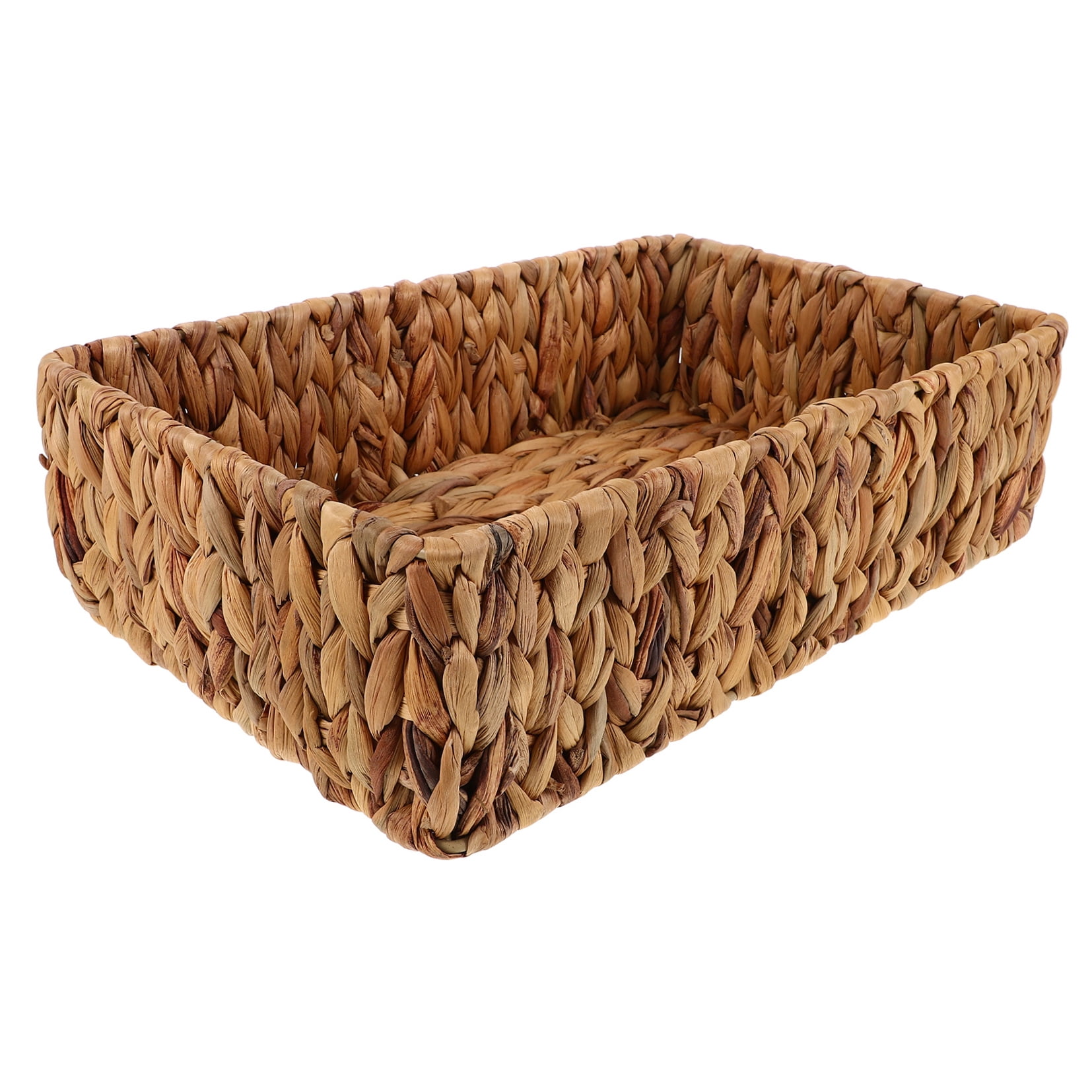 Rectangular Wicker Basket Handwoven Fruit Storage Basket Small Decorative Basket Woven Sundries Organizer Tabletop Storage Container Bins For Home Kitchen Bathroom Bar