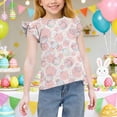 thumbnail image 2 of MKOSPLRT Big Girls' Easter Floral Flutter Sleeve Tee Breathable Summer Blouse for Tweens 3 Years, 2 of 7