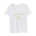 thumbnail image 4 of Camiseta para mujer, ligera, a la moda, con cuello redondo, para viajes en la calle, uso diario S, 4 of 7