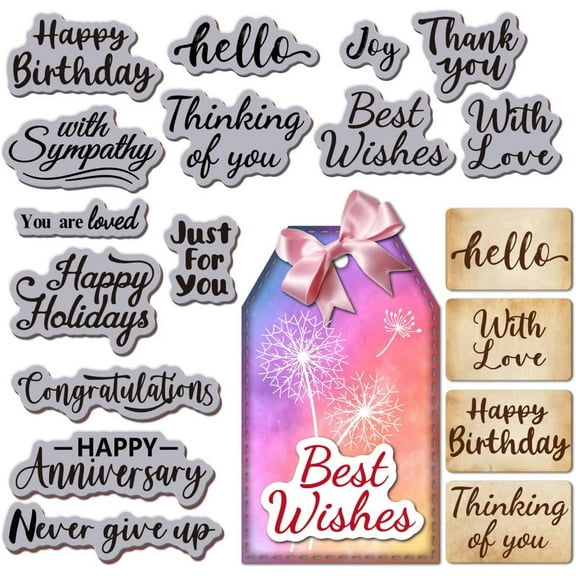 Greetings Words Cling Rubber Stamp Thank You Text EVA Cling Mount Stamps Birthday Anniversary Rubber Stamp Set