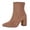 Khaki, variant on Women's Gogo Boots Mid Calf Block Heeled Pointed Toe Short Booties Solid Color 2026 Fall Fashion Ladies Party Dance Shoes