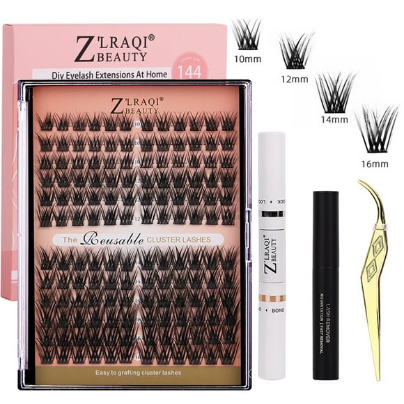 Z'LRAQI BEAUTY Individual False Eyelashes Set Lash Clusters Kit Fake Eyelashes Natural-Looking Eyelash with Lash Bond and Seal and Lash Tweezers Eyelash Extension Kit