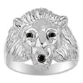 thumbnail image 1 of RYLOS Rings Sterling Silver Lion Head Ring Black Diamonds Eyes & Gemstone Mouth Fun Designer Rings Onyx  Jewelry Size 7, 1 of 7