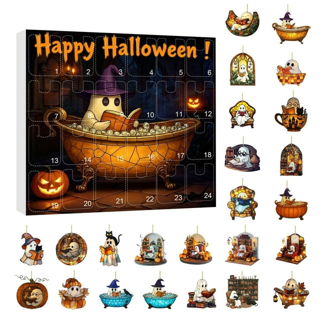 TIELUTT Halloween 2D Pendant Countdown Pendant Set Halloween 2D Pendant 2D Acrylic Halloween Digital Kitchen Timer Remind O Timer Christmas Garland Battery Operated with Timer Wind up Timer 24 Hour G