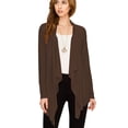 thumbnail image 3 of Made by Johnny Women's Drape Front Open Cardigan Long Sleeve Irregular Hem S-5XL Plus Size XXXXL BROWN, 3 of 6