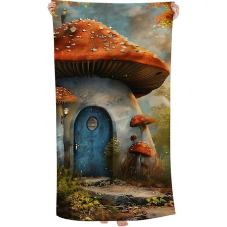Erxjss Hand Towel Magic Gold Mushroom House Face Washcloths Fingertip Bath Towels Microfiber Quick Dry Soft Absorbent Luxury Kitchen Dish Cloth Bathroom Beach Gym Hotel Salon Spa Sport 30x60in