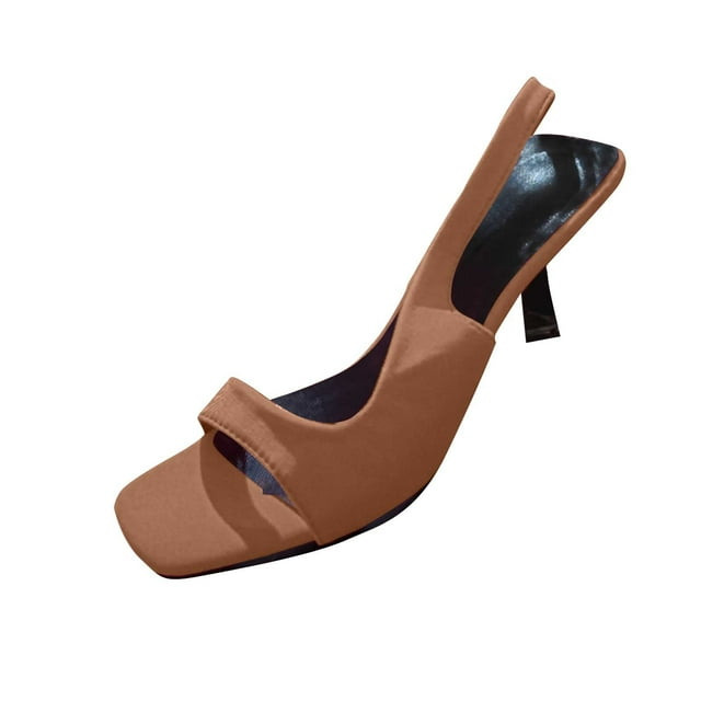 Women's Fashion Casual One-Line Back Strap Spring And Summer New Breathable High Heels Khaki Size 6.5