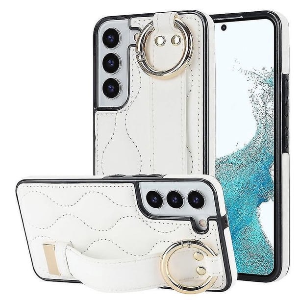 Funda de PU con anillo de cobertura total antideslizante para Samsung Galaxy S22 con pulsera