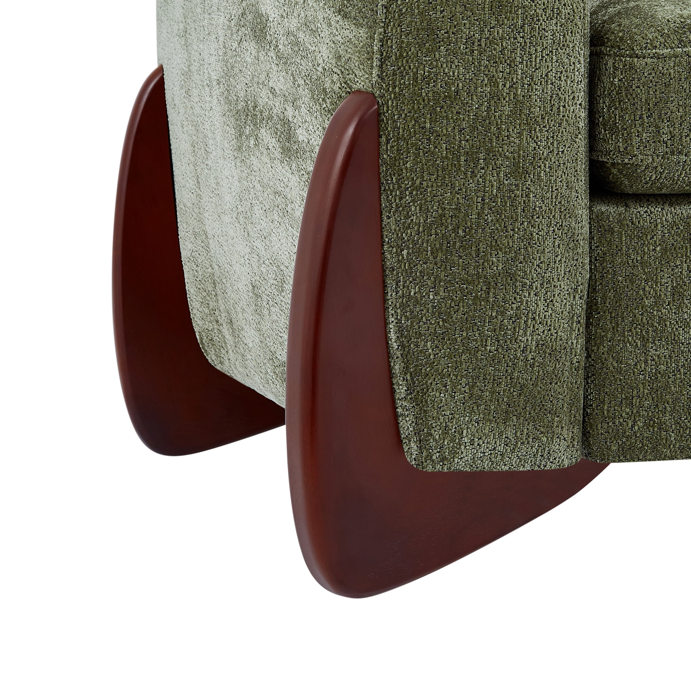Christopher Knight Home 89" Chenille Upholstered Sofa, 3-Seat Couch with Foam Cushions and Wood Legs, Olive Green