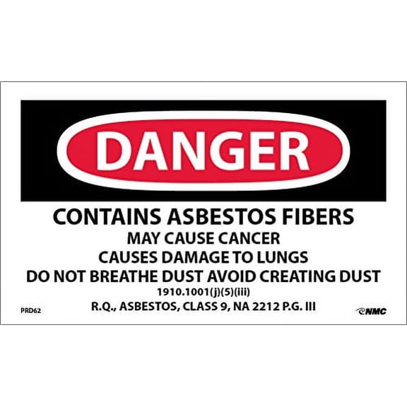 National Marker Corp. PRD62 Asbestos Warning Label