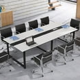 thumbnail image 3 of Tribesigns 8FT Rectangle Conference Table, 94.5 inches Wood Metal Meeting Table, White, 3 of 6
