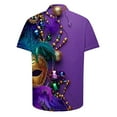 thumbnail image 4 of Busydd Mens Shirts Stylish Mardi Gras Shirt for Men Funny Mask Graphic Shirts Button Down Short Sleeve Shirt Plus Size Carnival Costume Tops, 4 of 5