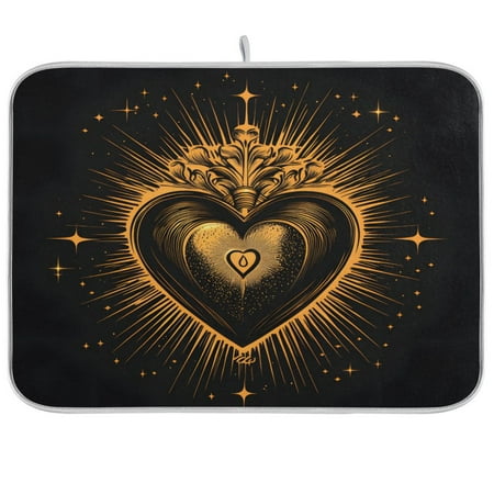 

joogoo Shiny Heart Love Dish Drying Mat Kitchen Counter Absorbent Drying Pad 18x24 in Drainer Rack