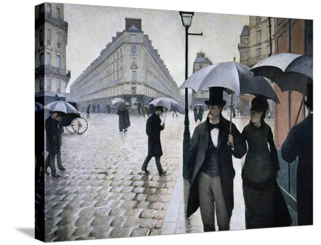 Paris Street Rainy Day 1877 Gallery Wrapped Canvas Print Wall Art By