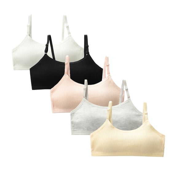 Girls Padded Training Bras 10-15 Teen Student for Teens & Big Girls Breathable Training Bras Elastic Shoulder Straps Running Bra Solid
